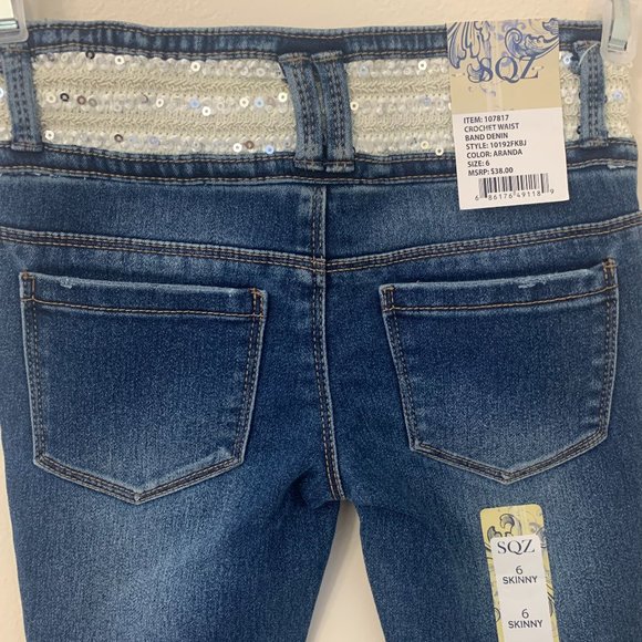 SQZ Girls Jeans with Sequined Detail on Top - NWT - Picture 4 of 7